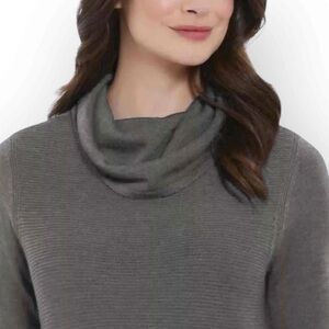 Adrienne Vittadini Charcoal Cowl Neck Tunic Sweater
